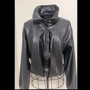 DKNY faux-leather top
